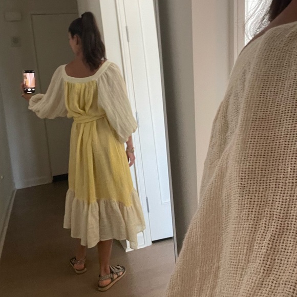 LISA MARIE FERNANDEZ LMF Laure belted linen-blend gauze midi dress - Picture 5 of 14